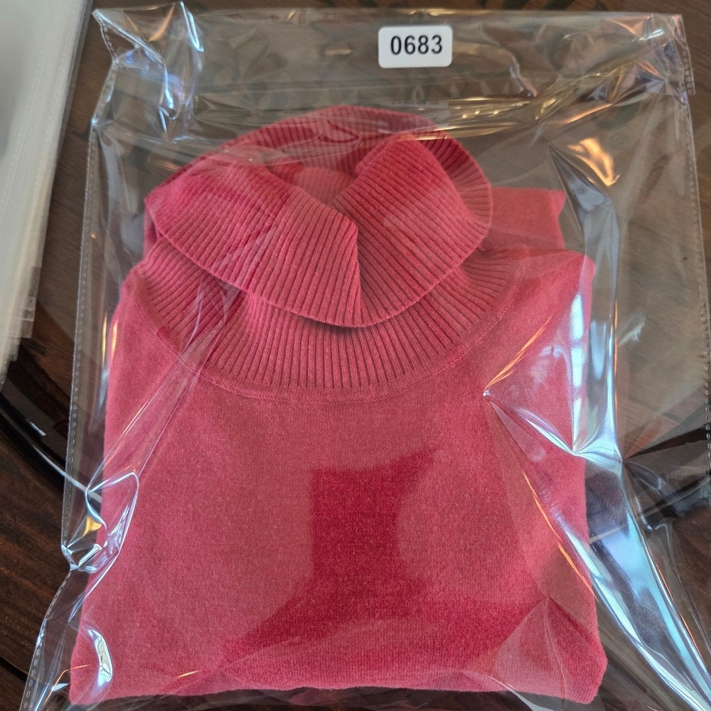Premise Women's Coral Ribbed Turtleneck Sweater with Button Cuff Detail Size XL - Picture 6 of 6